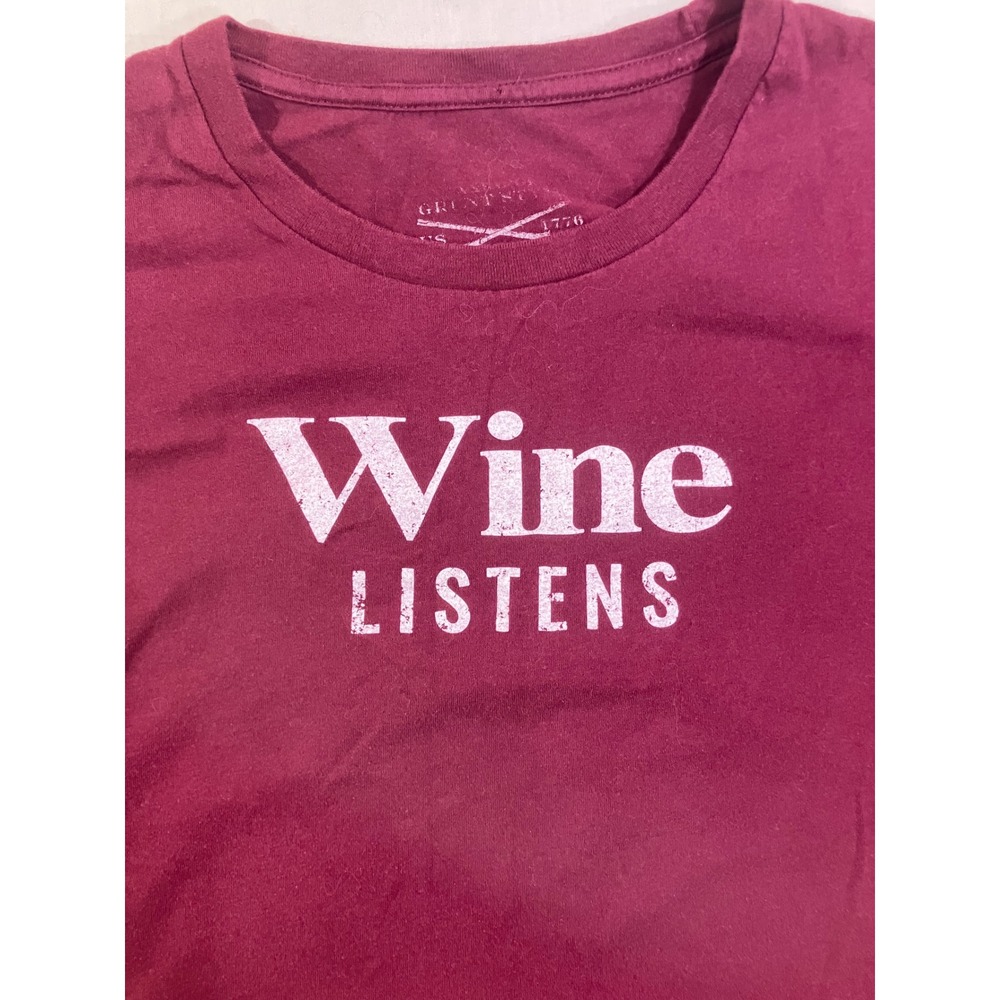 Grunt Style Wine Listens Graphic T-Shirt Mens XL Burgundy Cotton Patriotic Tee - Picture 4 of 9